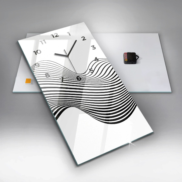 Vertical wall clock Black and white art
