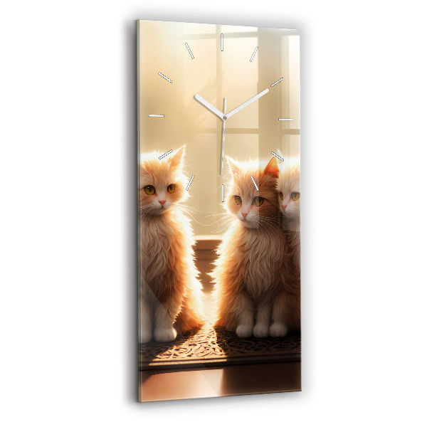 Vertical wall clock Four Kittens in the Sun