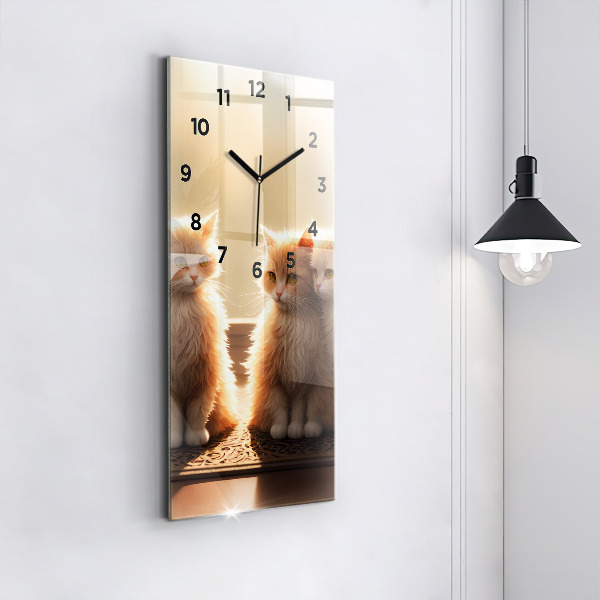 Vertical wall clock Four Kittens in the Sun