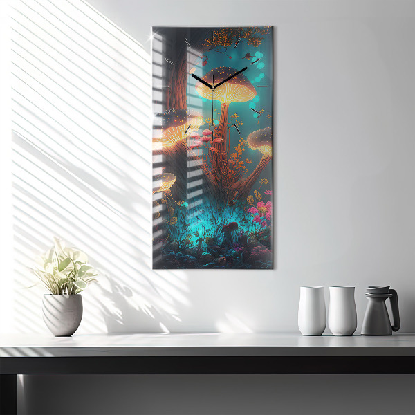 Vertical wall clock Forest and magic mushrooms