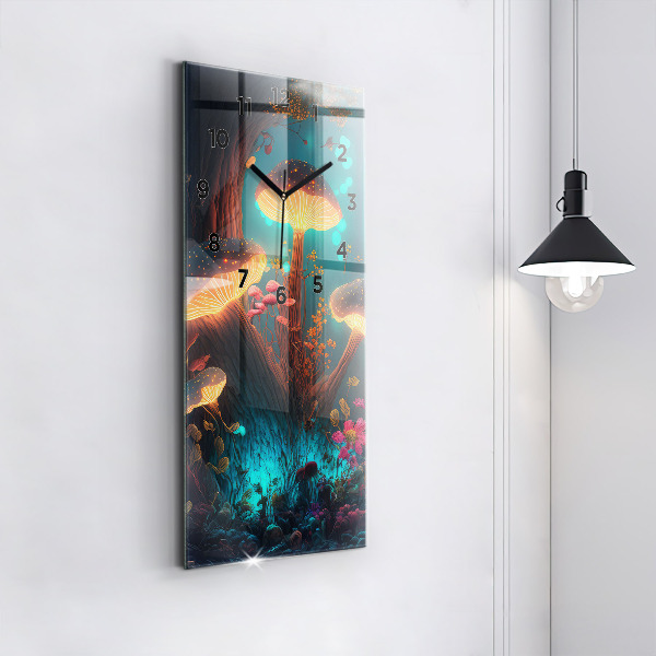 Vertical wall clock Forest and magic mushrooms