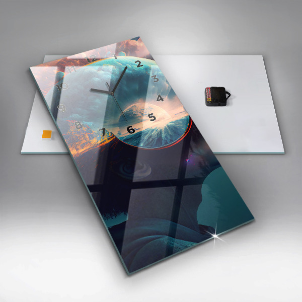 Vertical wall clock Futuristic world