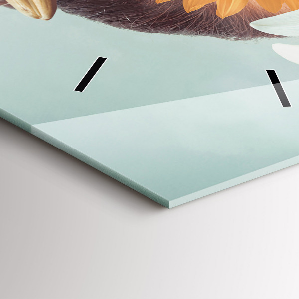 Vertical wall clock Woman with flowers