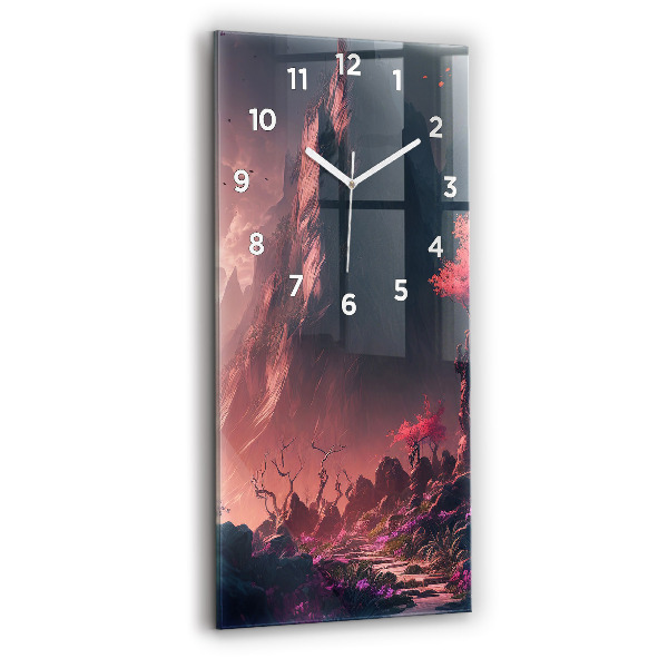 Vertical wall clock Magical forest and mountains