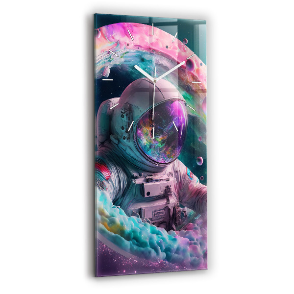 Vertical wall clock Cosmonaut and colorful clouds
