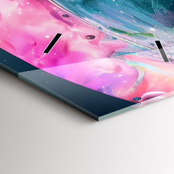 Vertical wall clock Cosmonaut and colorful clouds