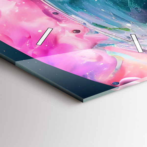 Vertical wall clock Cosmonaut and colorful clouds