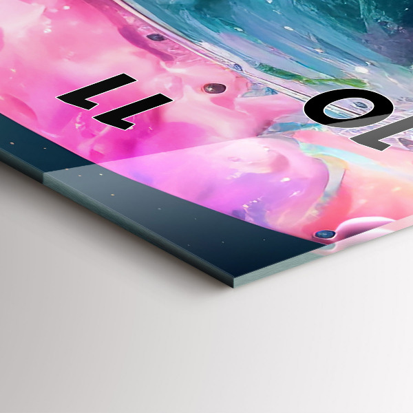 Vertical wall clock Cosmonaut and colorful clouds