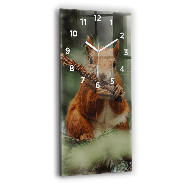 Vertical wall clock Squirrel and wild nature