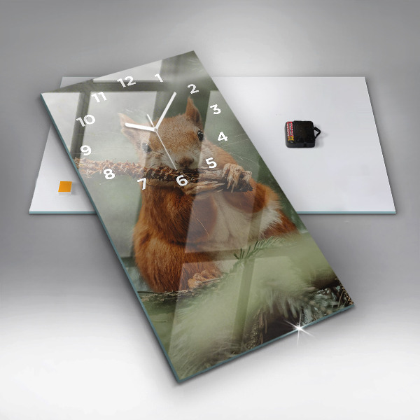 Vertical wall clock Squirrel and wild nature