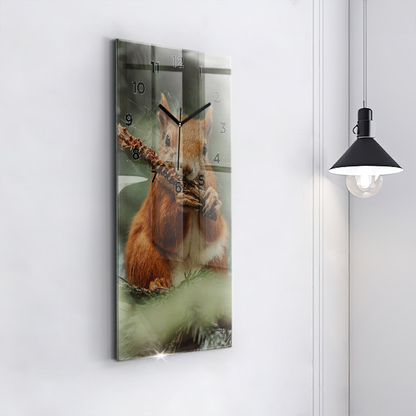 Vertical wall clock Squirrel and wild nature