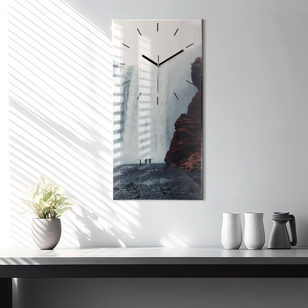 Vertical wall clock Waterfall Landscape Iceland