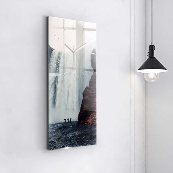 Vertical wall clock Waterfall Landscape Iceland