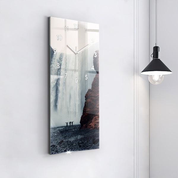 Vertical wall clock Waterfall Landscape Iceland