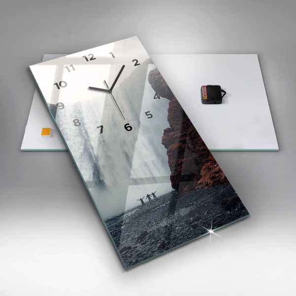 Vertical wall clock Waterfall Landscape Iceland