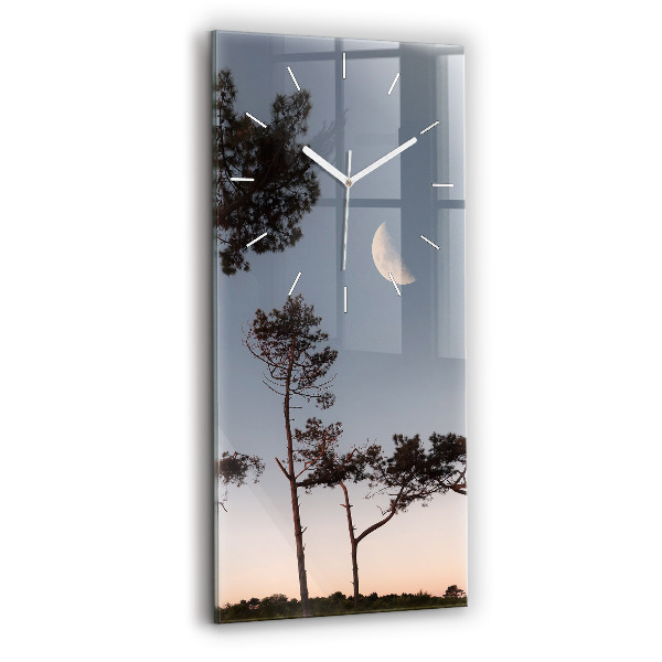 Vertical wall clock Crescent and trees