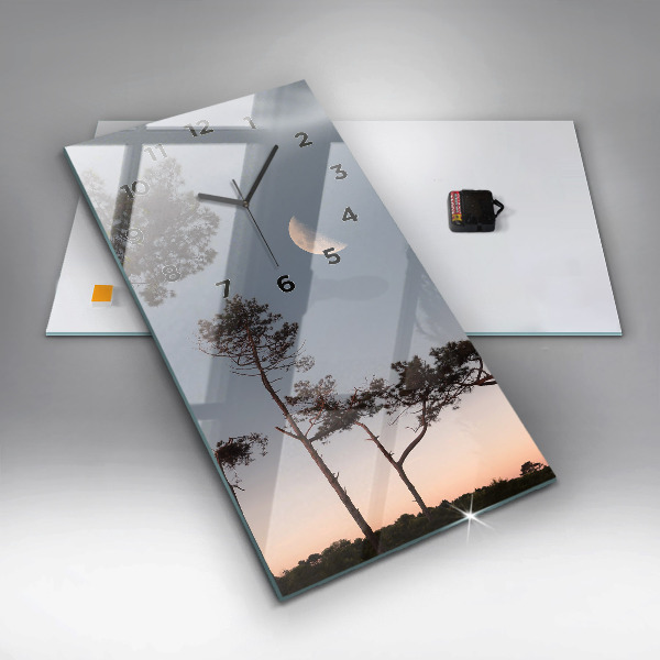 Vertical wall clock Crescent and trees