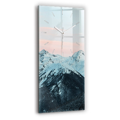 Vertical wall clock Mountain range in winter