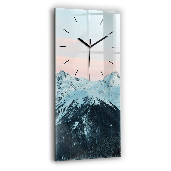 Vertical wall clock Mountain range in winter