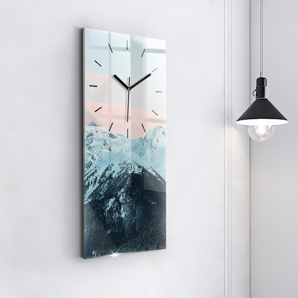 Vertical wall clock Mountain range in winter