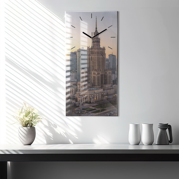 Vertical wall clock Panorama of Warsaw