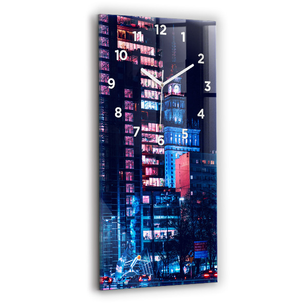 Vertical wall clock Warsaw at night