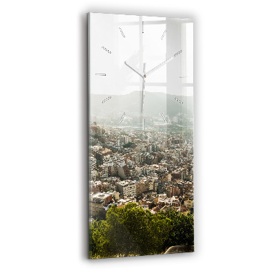 Vertical wall clock Barcelona view Montjuic