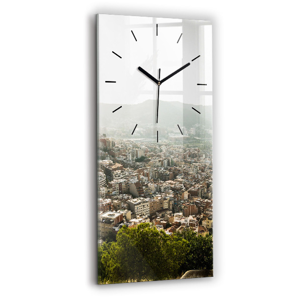 Vertical wall clock Barcelona view Montjuic