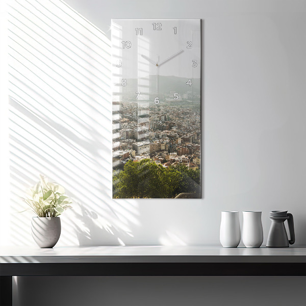 Vertical wall clock Barcelona view Montjuic
