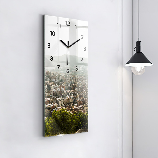 Vertical wall clock Barcelona view Montjuic