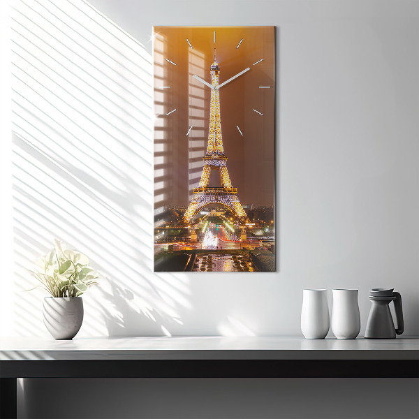 Vertical wall clock Illuminated Eiffel Tower