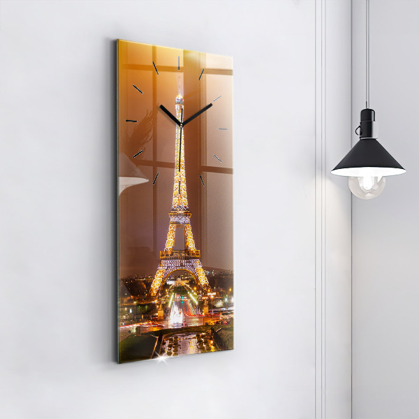 Vertical wall clock Illuminated Eiffel Tower