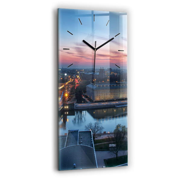 Vertical wall clock Wroclaw from a drone