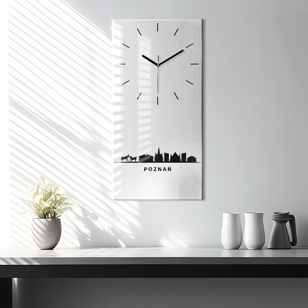 Vertical wall clock Poznan panorama graphics