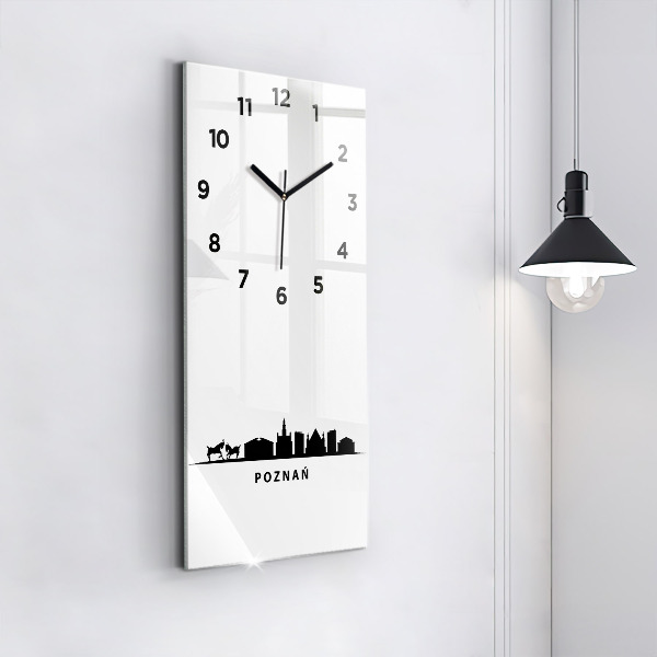Vertical wall clock Poznan panorama graphics