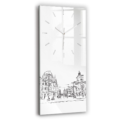Vertical wall clock Illustration of the city of Poznań