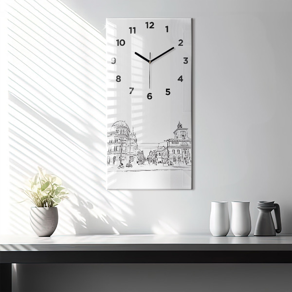 Vertical wall clock Illustration of the city of Poznań