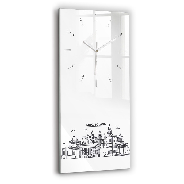Vertical wall clock Lodz architecture panorama