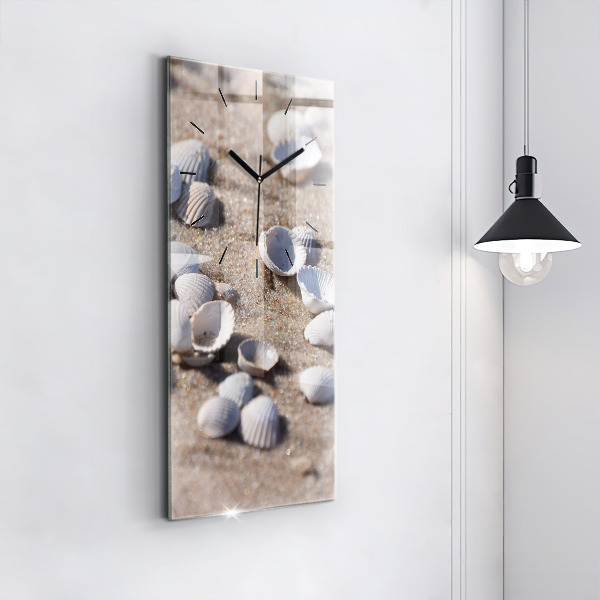 Vertical wall clock Seashells on the beach