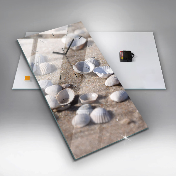 Vertical wall clock Seashells on the beach