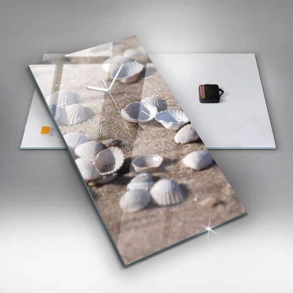 Vertical wall clock Seashells on the beach