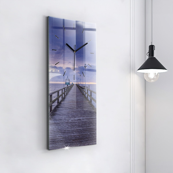 Vertical wall clock Pier on the Baltic Sea