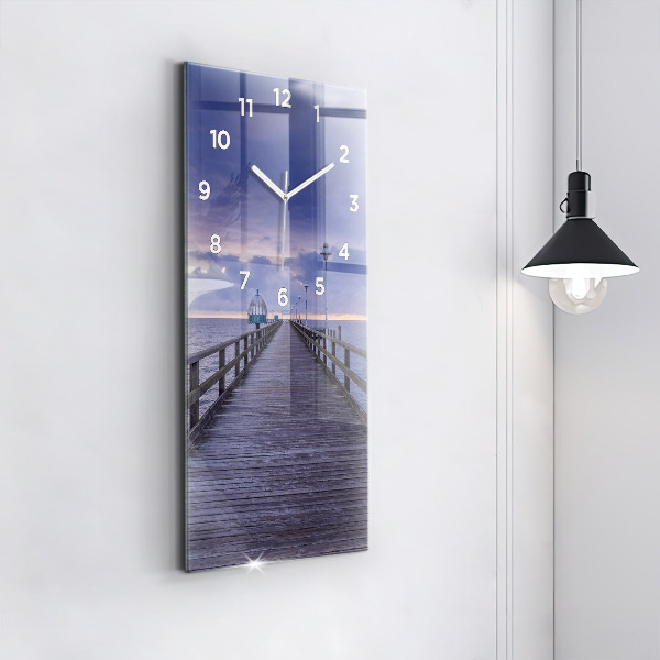 Vertical wall clock Pier on the Baltic Sea