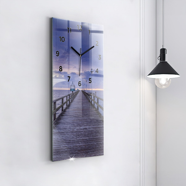 Vertical wall clock Pier on the Baltic Sea