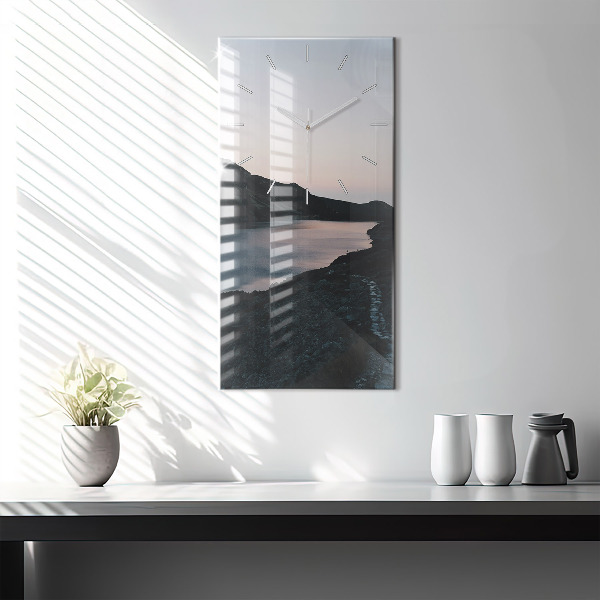 Vertical wall clock Lake and mountains