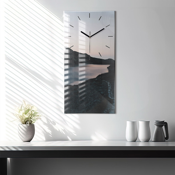 Vertical wall clock Lake and mountains