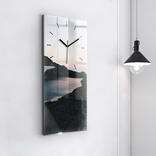 Vertical wall clock Lake and mountains