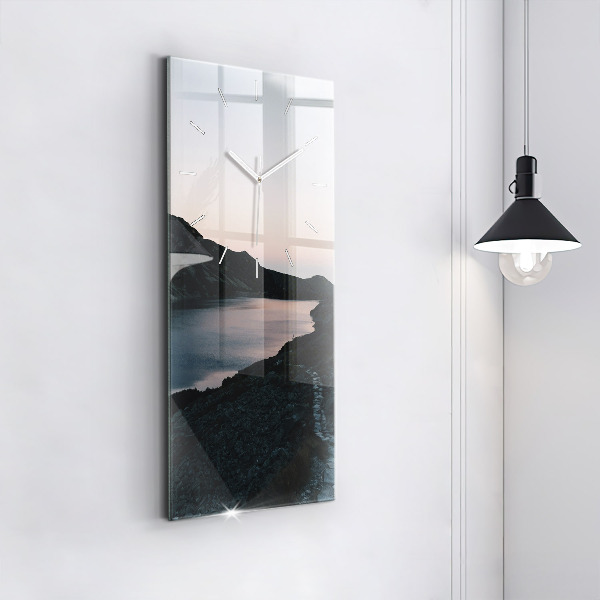 Vertical wall clock Lake and mountains