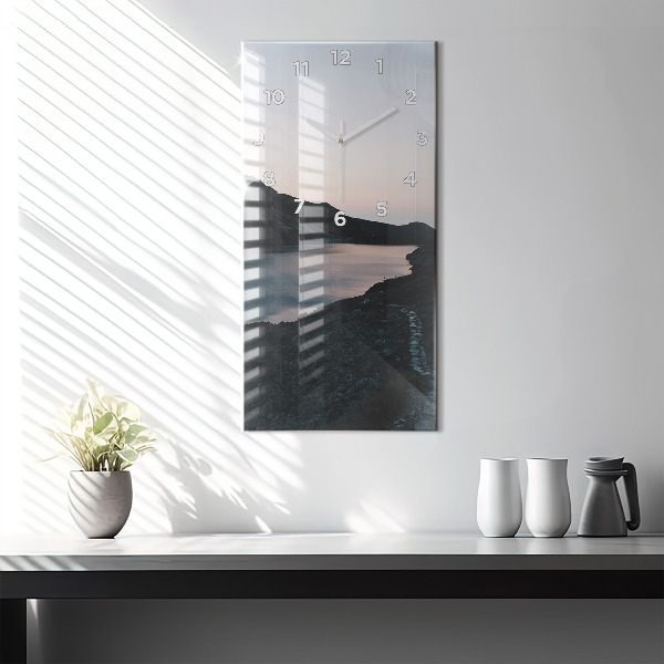 Vertical wall clock Lake and mountains