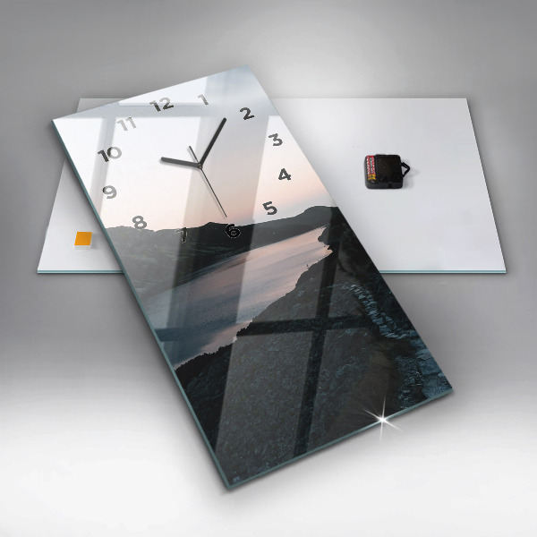 Vertical wall clock Lake and mountains